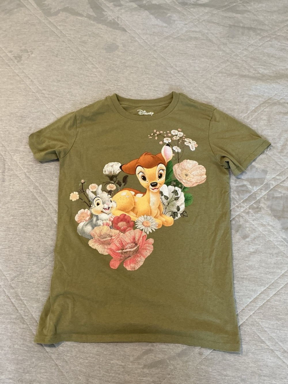 Disney Olive Green Bambi & Thumper Floral Graphic Tee